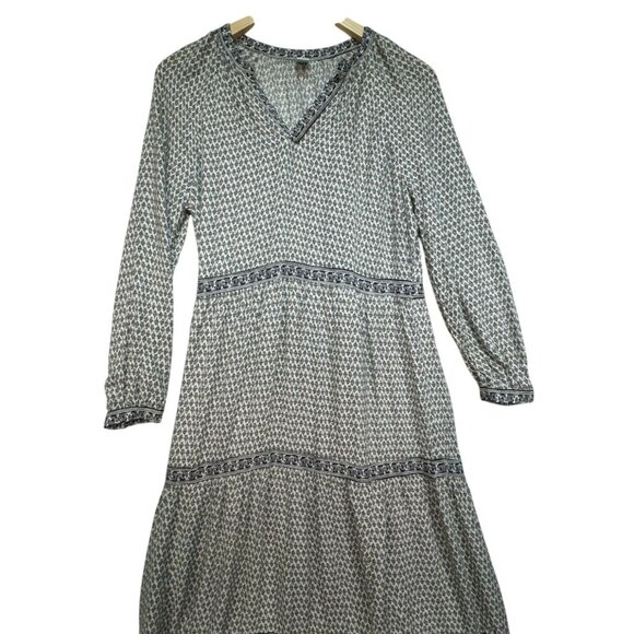 Old Navy Womens Long Sleeve V-Neck Maxi Dress Size M Black & White Floral Print - Picture 5 of 16